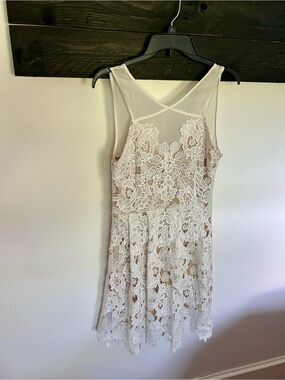 Francesca's Collections Ivory Floral Lace Mini Dress